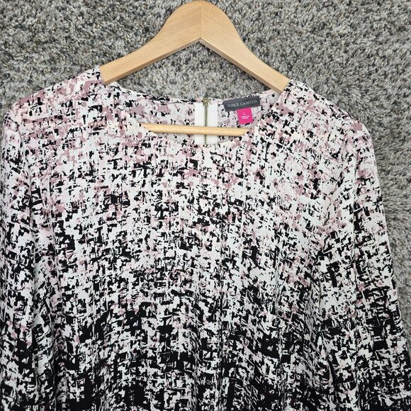 Vince Camuto Top Womens Large Purple Scoop Neck Blouse Zip Semi Sheer Ladies - Picture 4 of 7